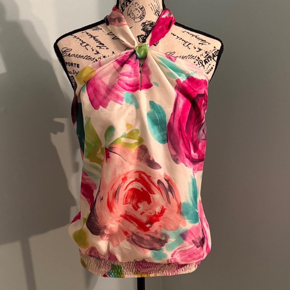 Matty M Multicolor Floral Halter Top